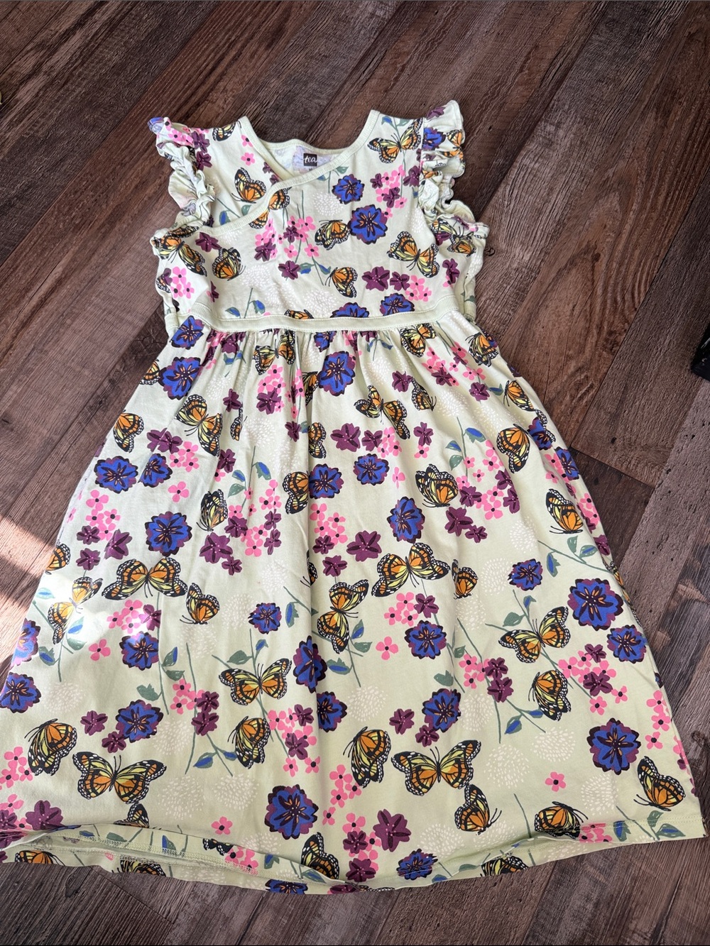 Tea collection mint green butterfly kimono style dress size girls 10